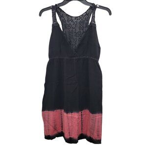 Raya Sun Women's Black‎ Pink Tie Dye Crochet Lace Back Resort Wear Beach Dress M